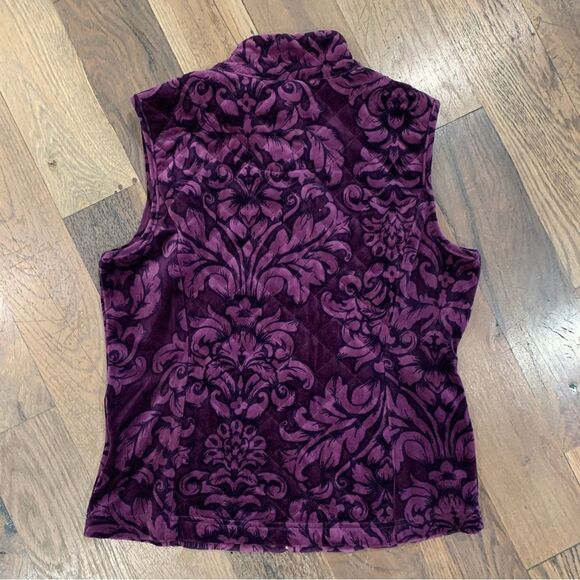 Charter Club Woman Purple & Black Floral Velour Quilted Vest Size Petite… - Picture 5 of 9